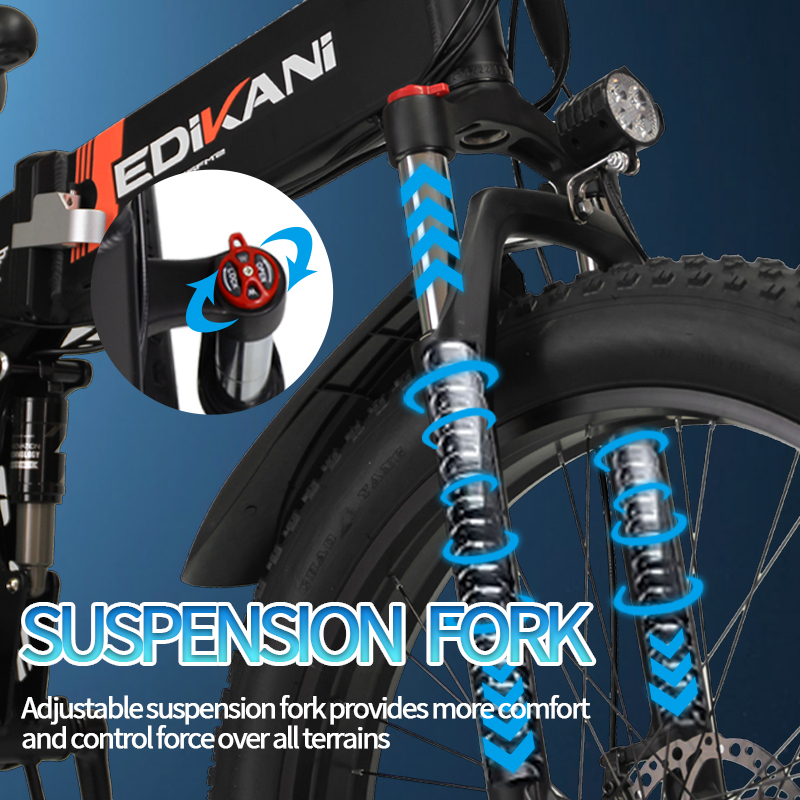 [US Direct] EDiKANi XF-E 07 48V 12Ah 750W 26*4.0inch Electric Bicycle 70KM Mileage Range 150KG Max Load Electric Bike