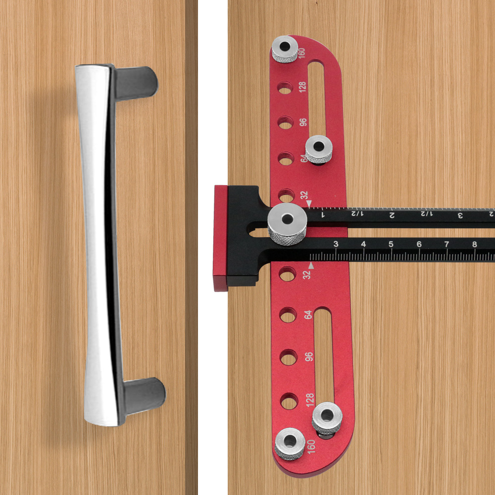 Cabinet Hardware Jig Door Cabinet Handle Hole Pitch Punch Locator for Installation of Handles Knobs on Doors Drawer