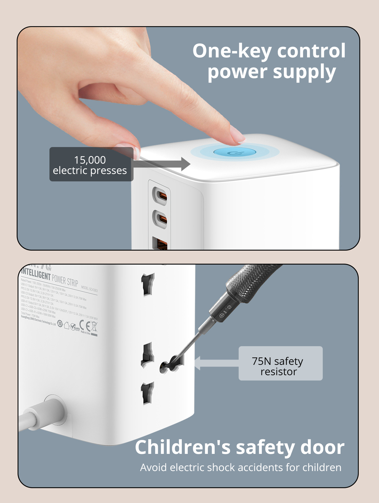 LDNIO SC4383 70W 7-Port USB PD Charger 4 Universal Socket+USB-A+2 USB-C PD QC3.0 PPS SCP Fast Charging Vertical Desktop Charging Station EU Plug US Plug for iPhone 15 14 13 for Huawei Pura70 Ultra for Samsung Galaxy S24 for Macbook Pro