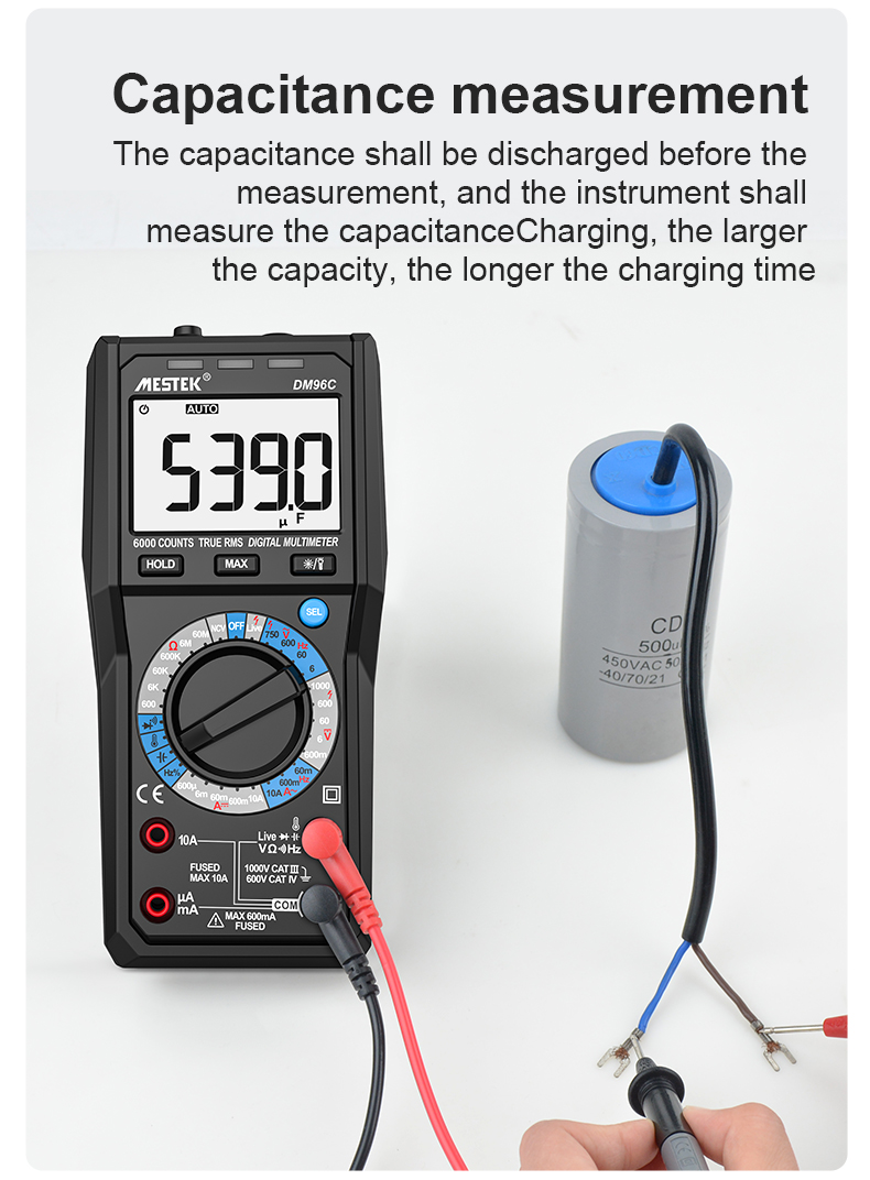 MESTEK TRMS Large Au-to Digital Multimeter Auto Range Fast Accurately Measures Multimetro 1000V 10A AC DC Ohm Hz NCV Live Voltage Meter