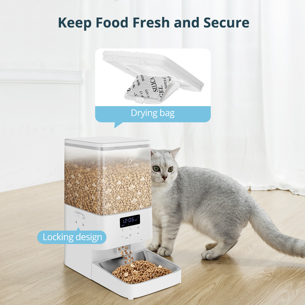 PETEMPO Detachable Washable 5L Automatic Cat Feeder Auto Pet Cat Dry Food Dispenser Digital Display Feeder