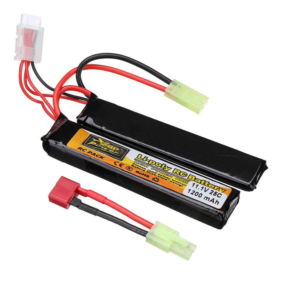 ZOP Power 11.1V 1200mAh 25C 3S LiPo Battery Tamiya Plug With T Plug Adapter Cable for RC Car