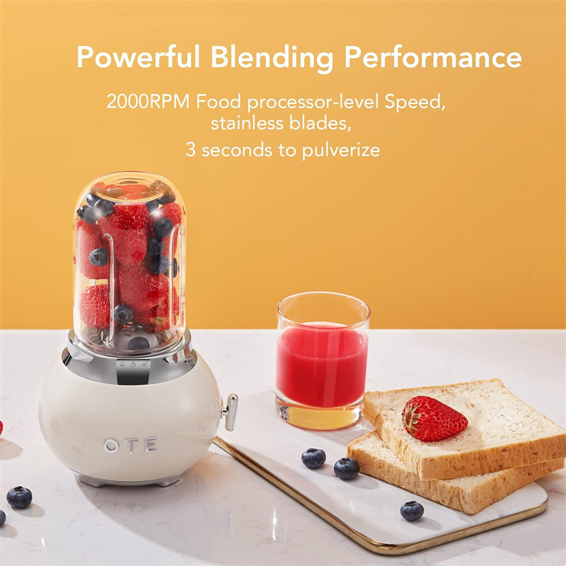 [EU Direct] OTE Portable Smoothie Blender Single Bullet Blender Easy To Clean BPA Free Blender for Shakes and Smoothies