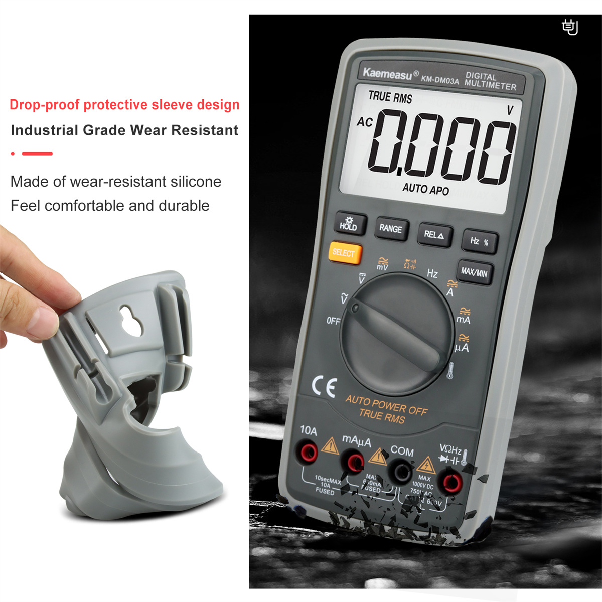 Kaemeasu KM-DM03A Professional High Precision Digital Multimeter DC & AC Voltage Current Measurement Resistance Capacitance Frequency Temperature Duty Cycle Ideal for Electrical Maintenance and Auto Repair