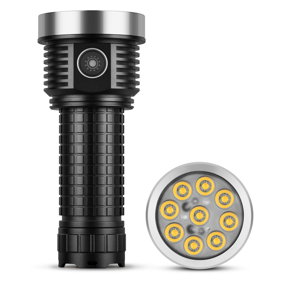 HAIKELITE H9 9*LH351D LED Strong Light Flashlight High Powered 26800 Battery Portable Torch Type-C Rechargeable LED Lamp Outdoor Hiking Camping Hunting Search Light