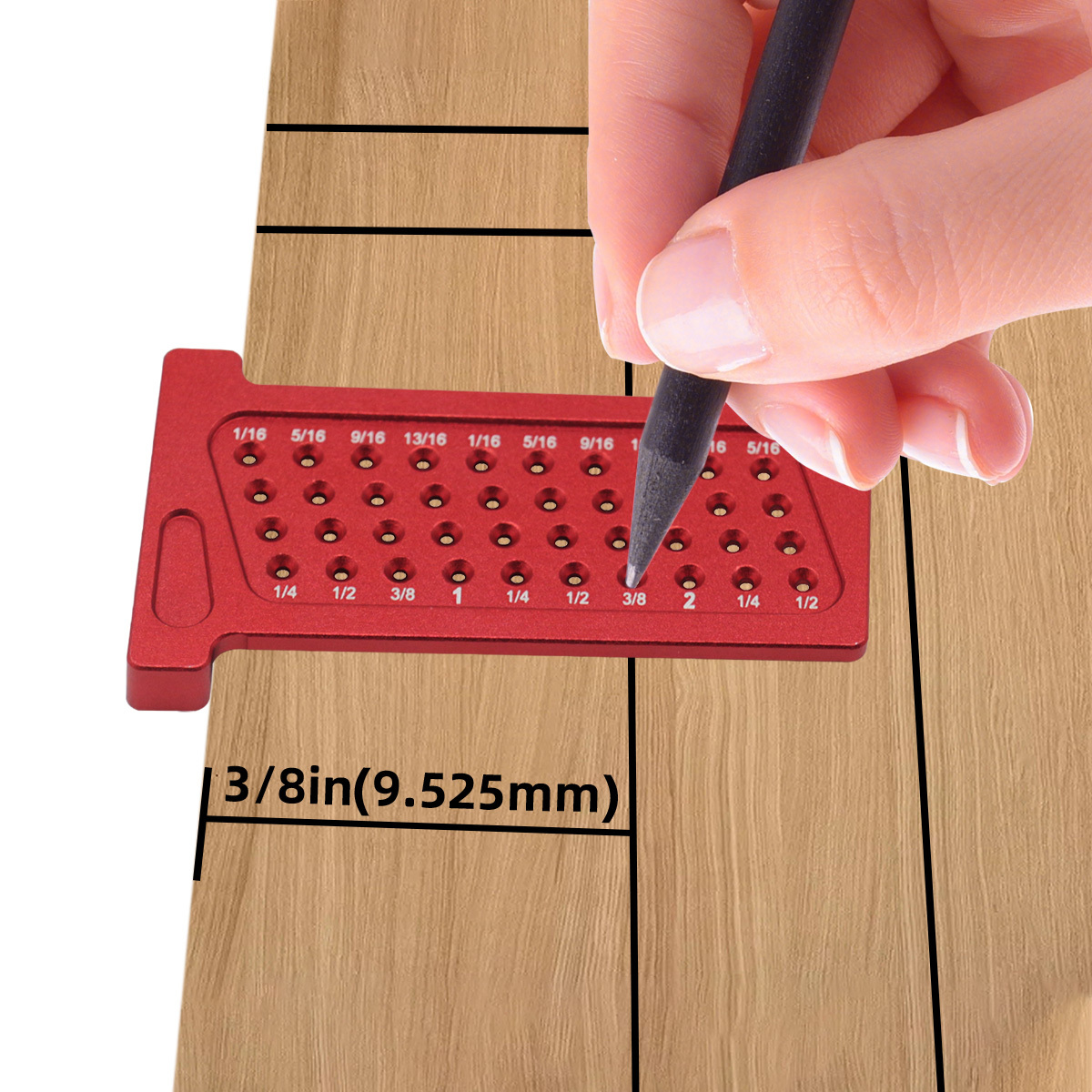 Woodworking Scribe Metric/Inch Precision T-Ruler Aluminum Pocket Marking Gauge Carpentry Cross Calibration Hole Scribing Ruler