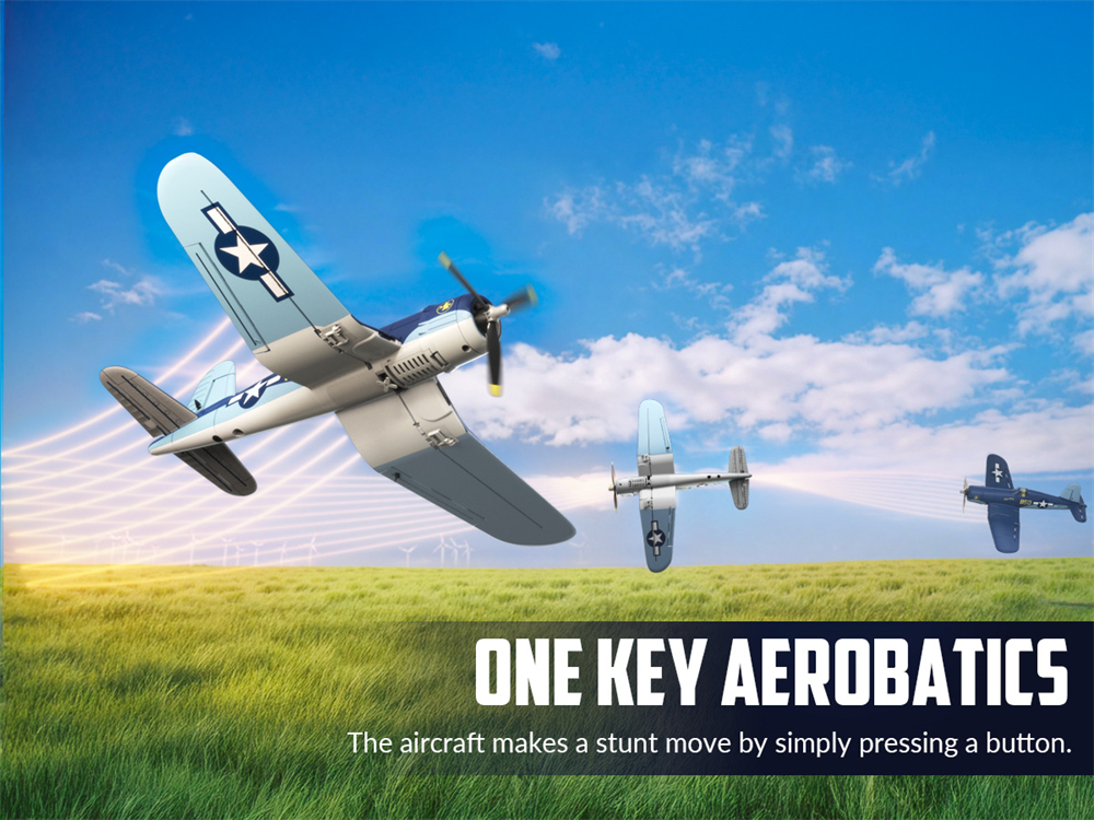 Eachine F4U CORSAIR VMF-217 2.4G 4CH Brushless 500mm Wingspan 6-axis Gyro One Key Take off Aerobatic EPP Warbird Glider RC Airplane BNF/RTF for Beginner
