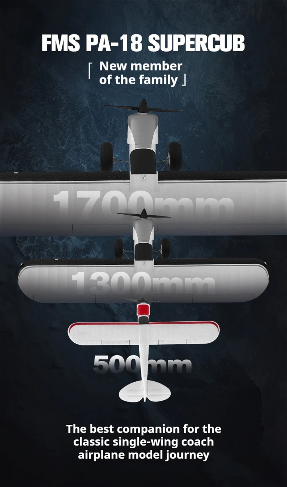 FMS PA-18 500mm Wingspan 2.4GHz 4CH Built-in Gyro EPP RC Airplane Fixed Wing RTF for Beginners