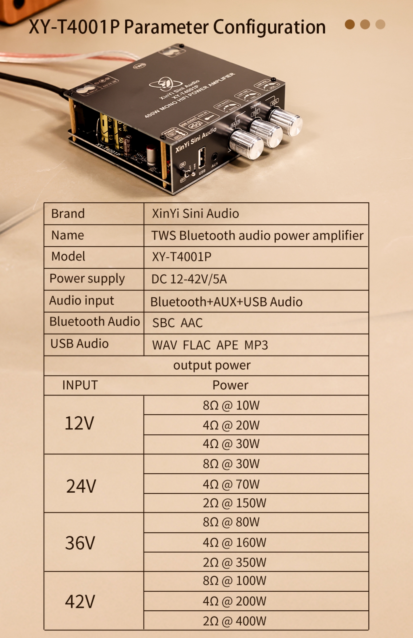 Sinilink XY-T4001P 400W Bluetooth Amplifier Board TPA3223 Chips