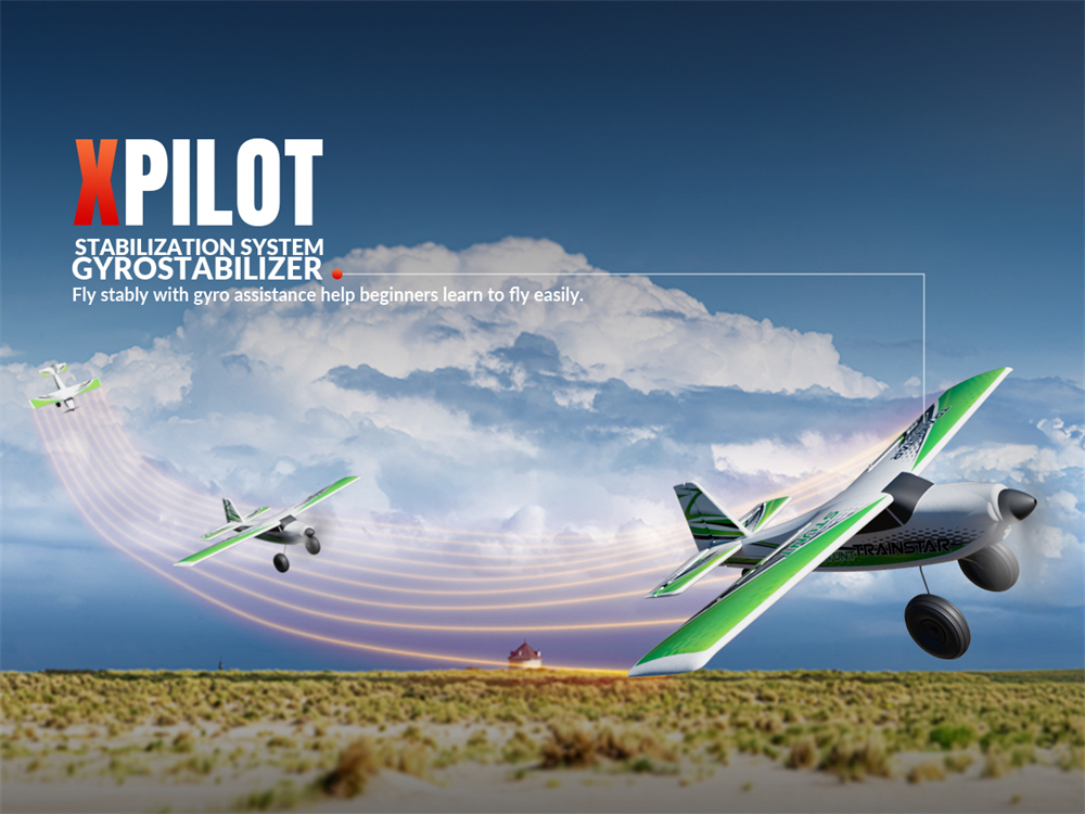 VolantexRC Trainstar Stunt 76804 500mm Wingspan 2.4G 4CH With 6-axis Gyro Brushless EPP RC Airplane Trainer Fixed Wing RTF