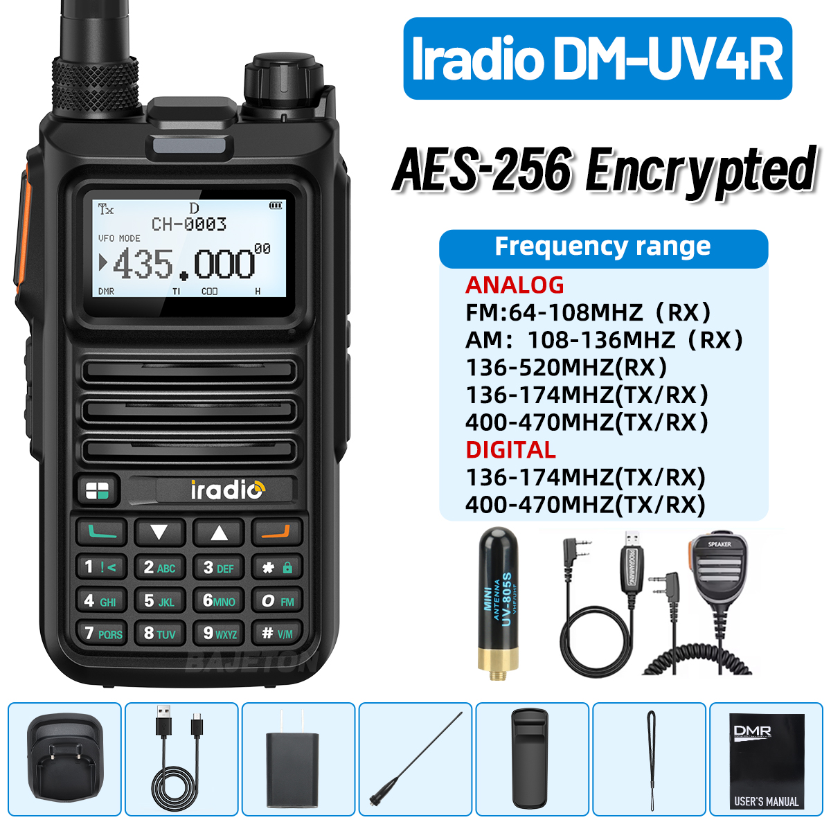 IRadio DM-UV4R DMRデジタルアナログウォーキートーキー二重モード1024