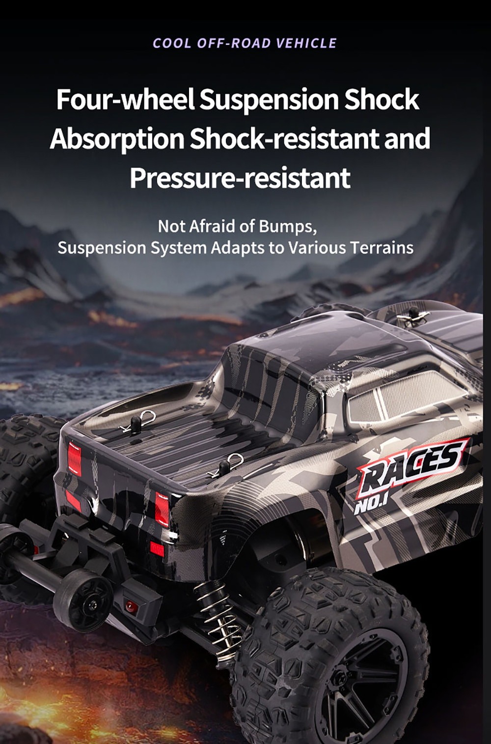 HX 1/14 2.4G 4WD RC Car Vehicle LED Light Off-Road High Speed Truck RTR Full Proportional Models Toys