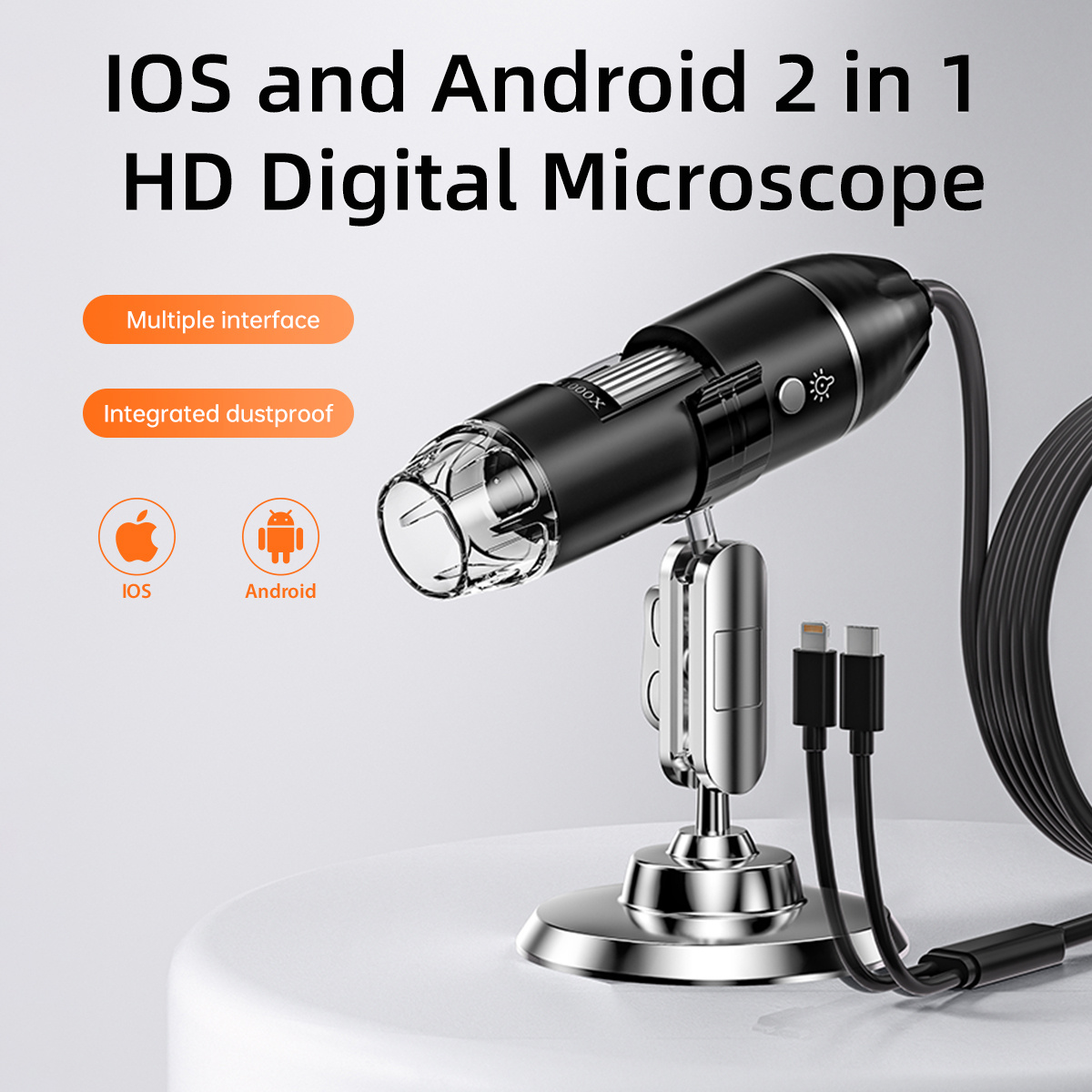 INSKAM 321-p 1600X 2MP Digital Microscope Hand Held Adjustable Microscope Electronic Camera 8 LED Magnifier with Stand Microscope Accessories