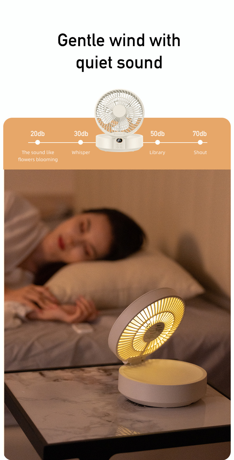 Creative Desktop Wall Hanging Fan Remote Control Shaking Head Home Atmosphere LED Light Small Fan Folding Desktop Electric Fan