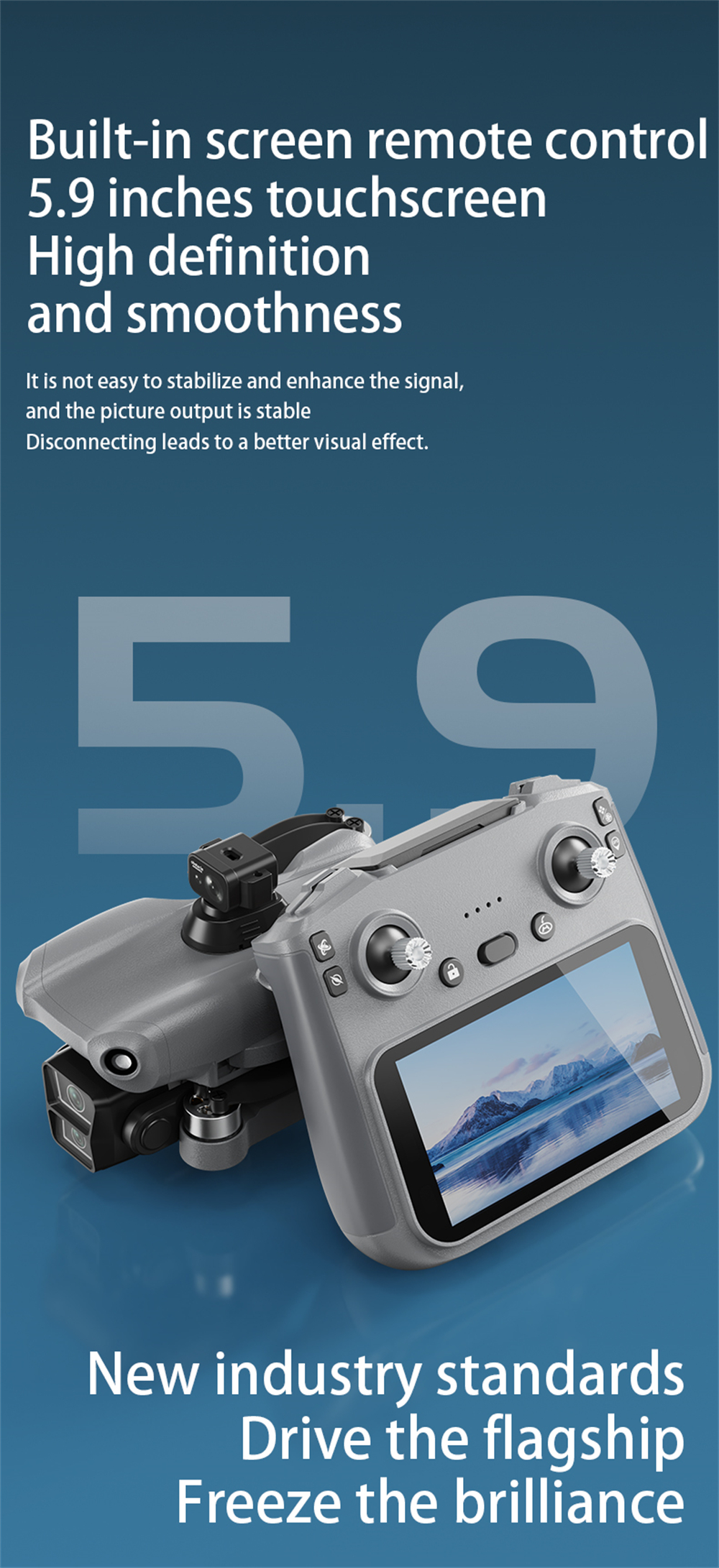 LYZRC L300 Ultra GPS 5G Digital FPV with 5.9inch Touchable LCD Screen Controller 4K HD Dual Camera Servo Gimbal 360° Obstacle Avoidance Brushless Foldable RC Drone Quadcopter RTF