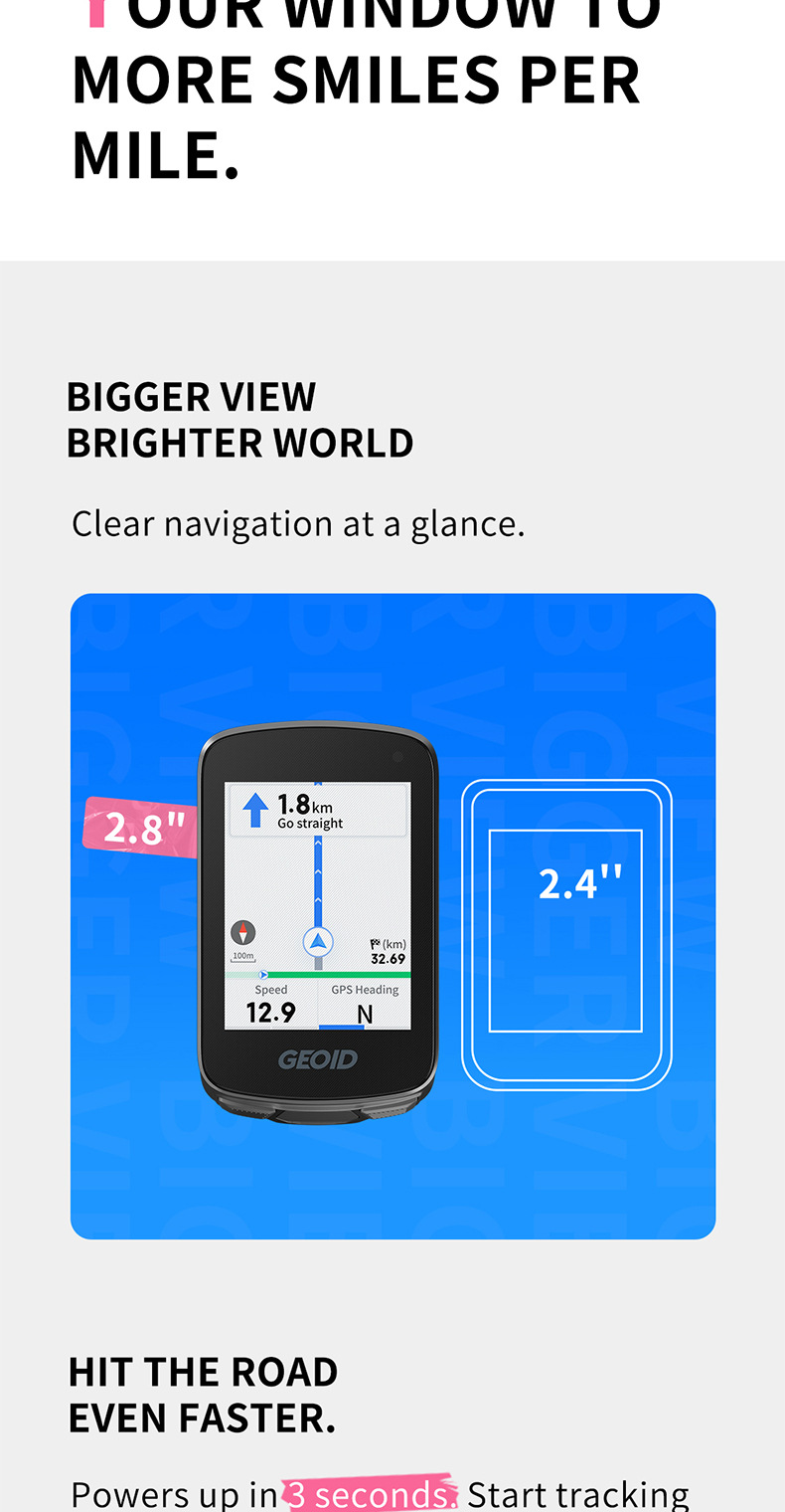 GEOID CC700 GPS自転車コンピュータ 2.8インチカラー表示 スマート