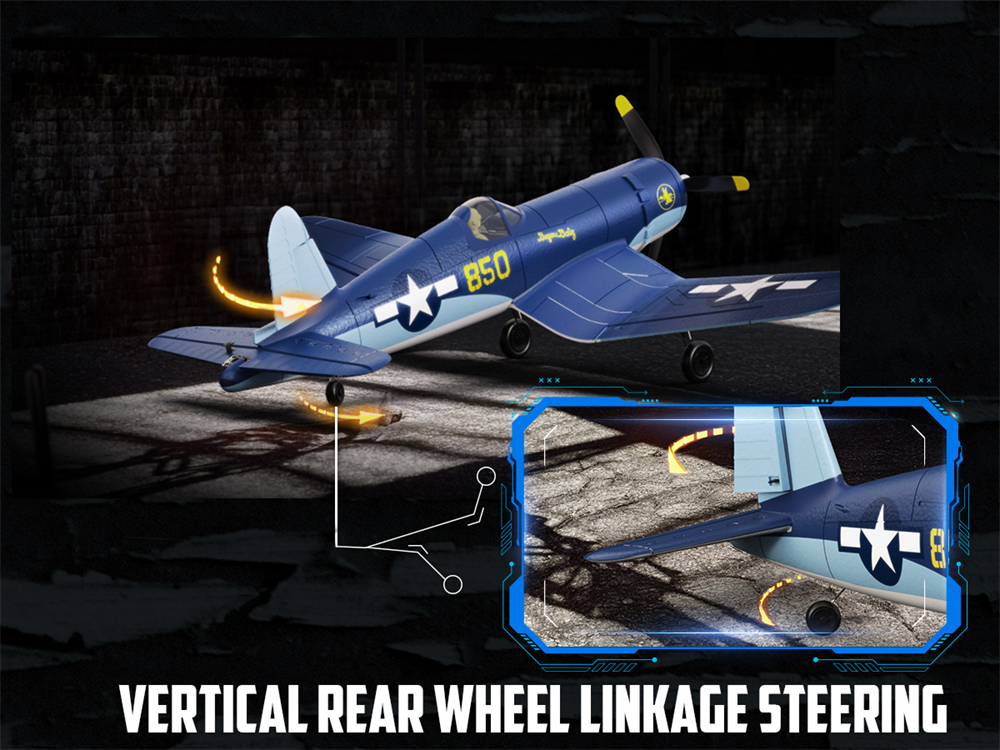 Eachine F4U CORSAIR VMF-217 2.4G 4CH Brushless 500mm Wingspan 6-axis Gyro One Key Take off Aerobatic EPP Warbird Glider RC Airplane BNF/RTF for Beginner