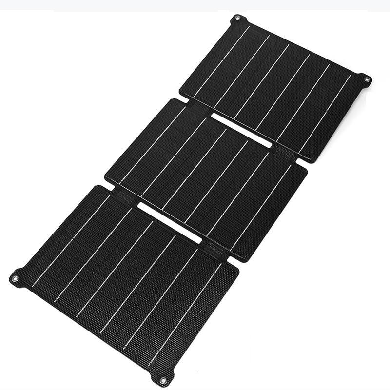 21W ETFE Solar Panel Kit Foldable 5V/12V Dual USB Output Portable Solar Chargers Outdoor Waterproof Camping Hiking Travel Solar Cell Phone Charger Panel