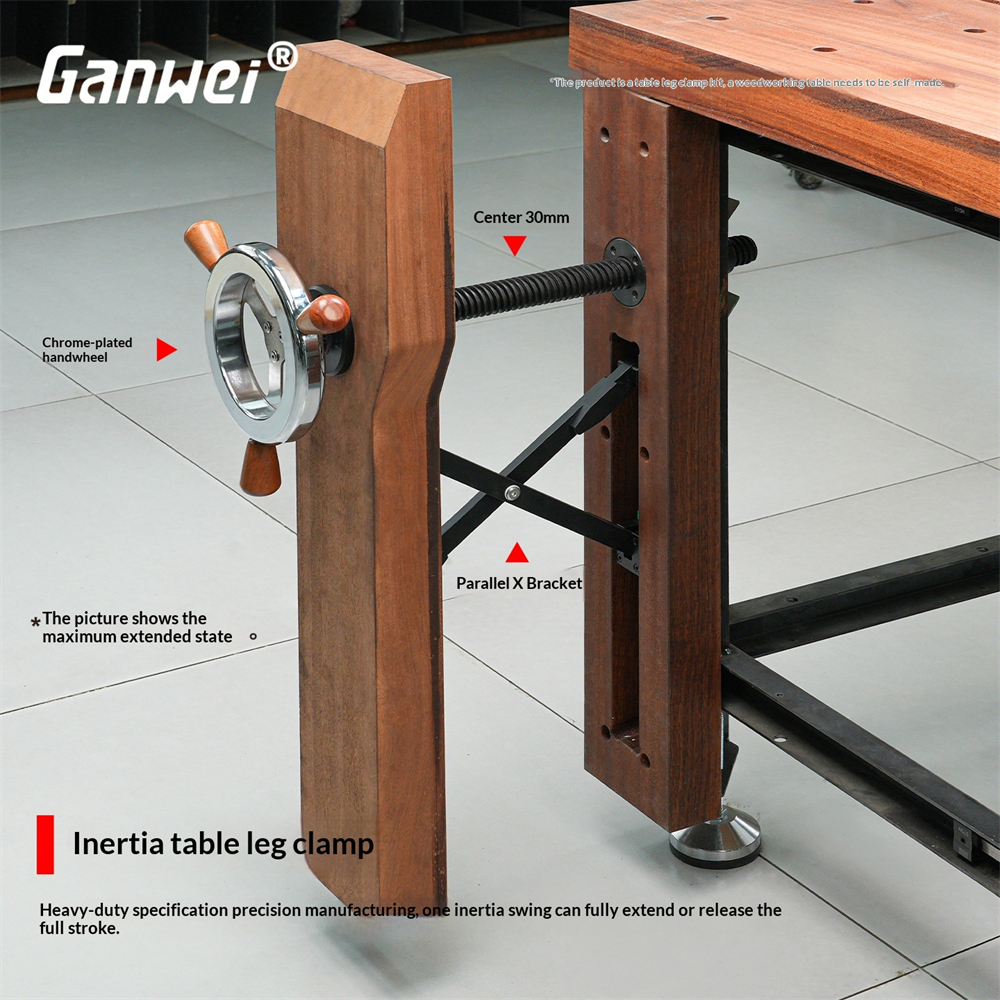 Woodworking Bench Screw Leg Vise Workbench Inertia Leg Clamps with