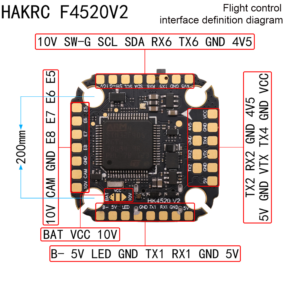 20x20mm HAKRC F4520V2 Mini F4  Flight Controller with 5V 10V BEC Output Built-in Current Sensor for RC Drone FPV Racing