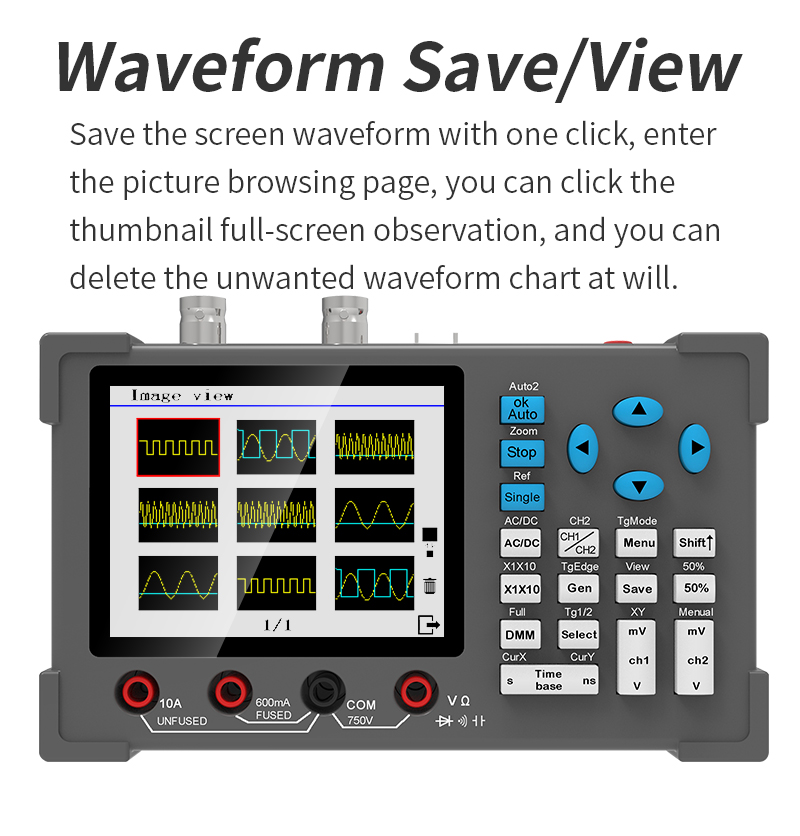 3 in1 Digital Oscilloscope Multimeter Signal Generator 120MHz IPS Display Dual Channel FFT Zoom Mode Portable Testing Tool