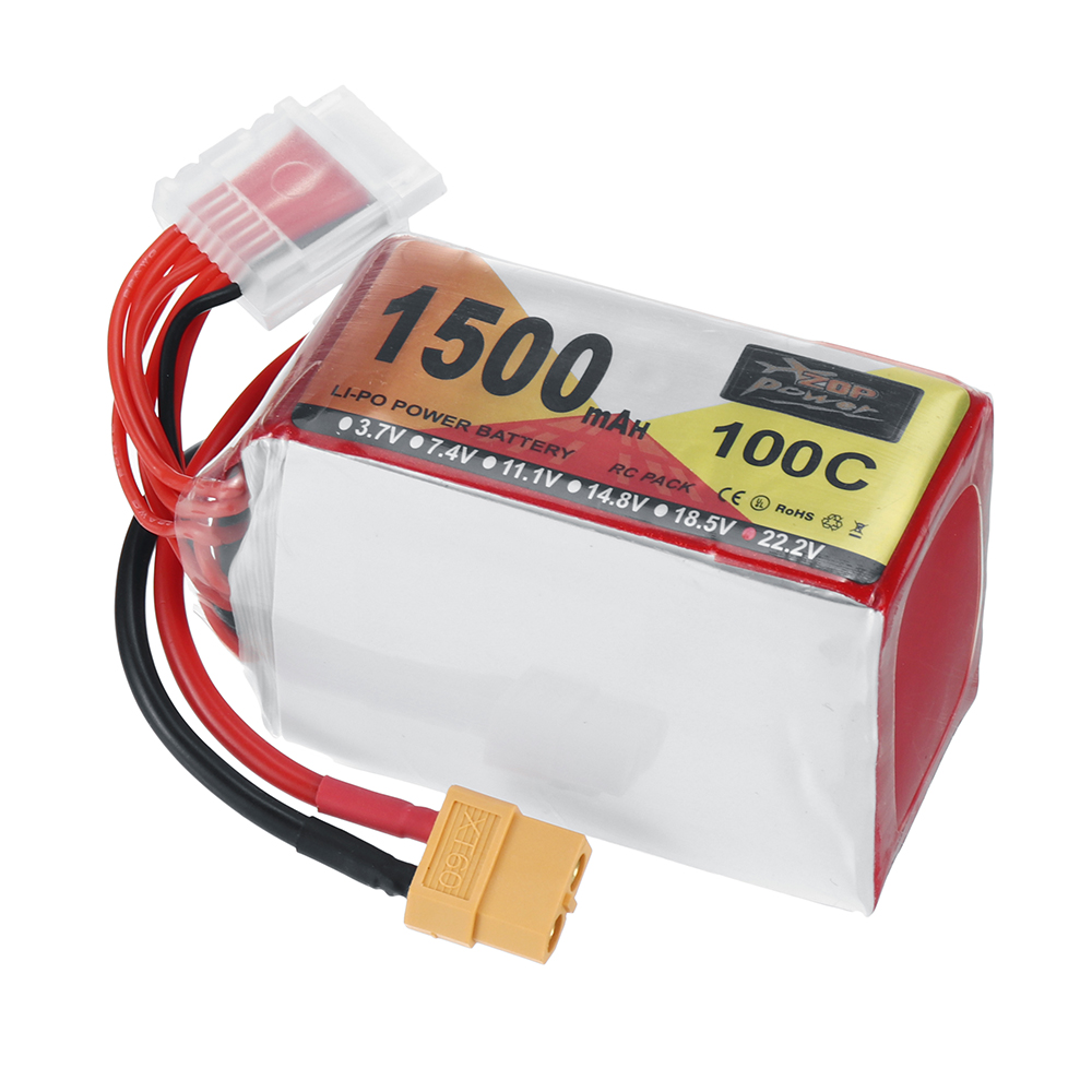 ZOP Power 22.2V 1500mAh 100C 6S LiPo Battery XT60 Plug for RC Drone