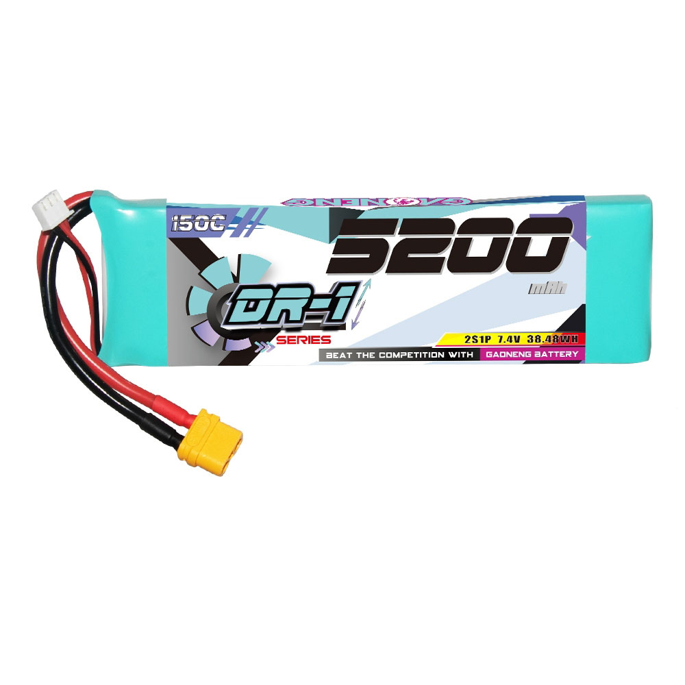 Gaoneng 7.4V 5200mAh 150C 2S LiPo Battery XT60 Plug/T Plug for 1/8 1/10 RC Cars