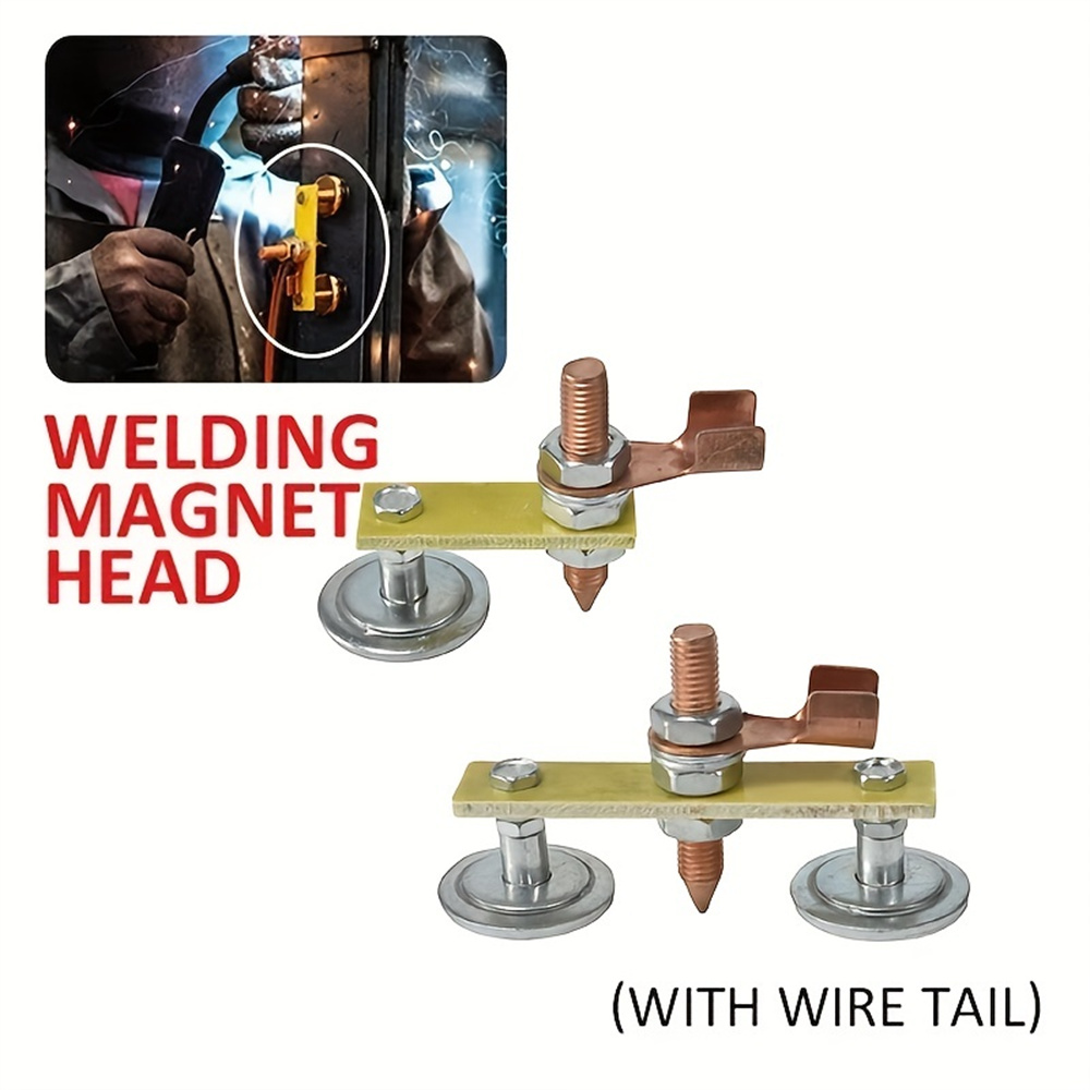 1PCS Copper Magnetic Welding Support with 35mm Disc Single or Double Head Options for Electric Welding Ground Clamp Spotter Connector