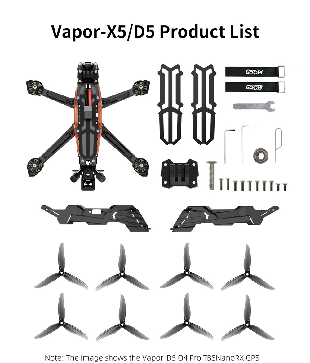 GEPRC Vapor X5 O4 Pro 230mm 5 Inch 6S GPS Freestyle RC FPV Racing Drone PNP BNF with 2207E 1960 KV Motor