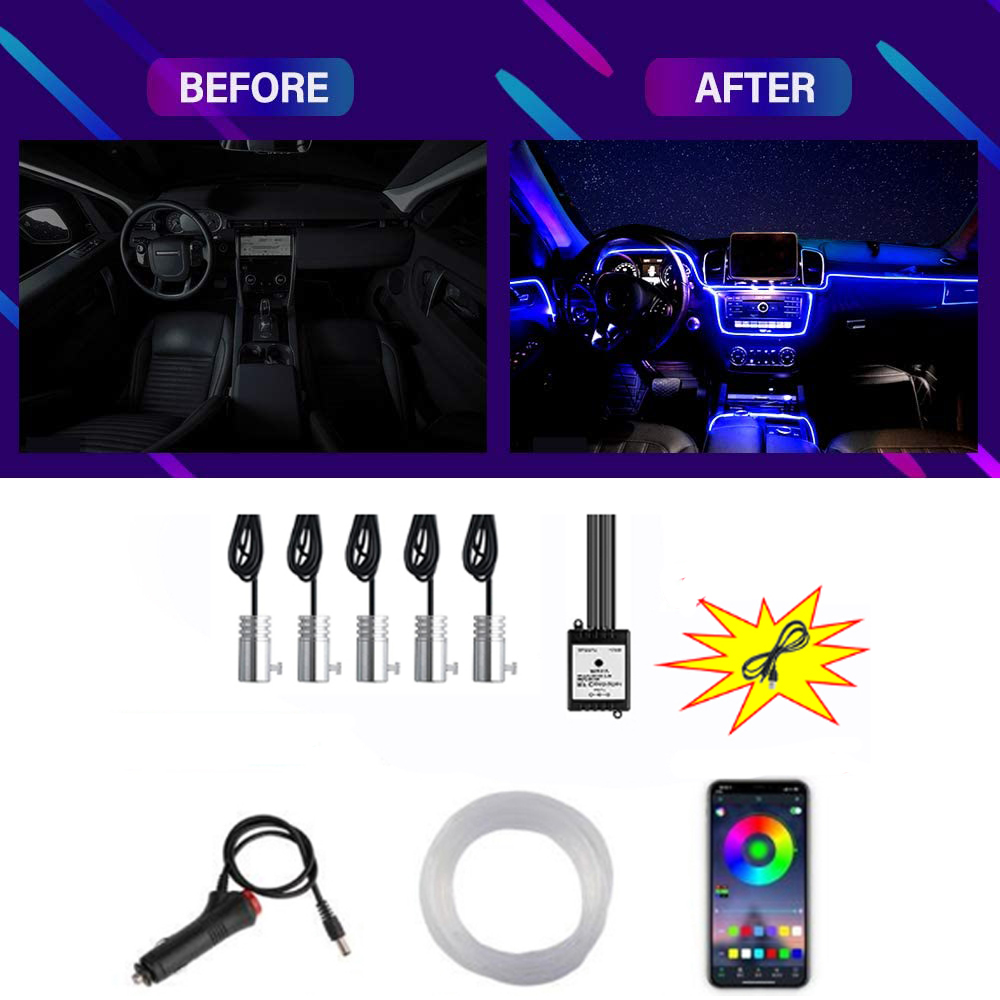 6IN1 8M RGB LED Atmosphärenleuchte für das Auto Innenraum Faser