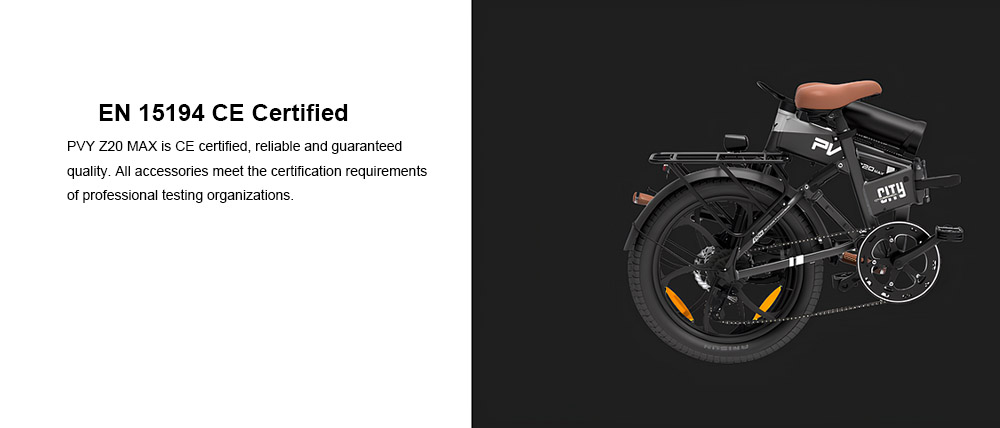 [EU DIRECT] PVY Z20 MAX Electric Bike 36V 15AH+10.6AH Dual Batteries 250W Motor Top Speed 25KM/H 20inch Tires 200KM Max Mileage 150KG Max Load Folding Electric Bicycle