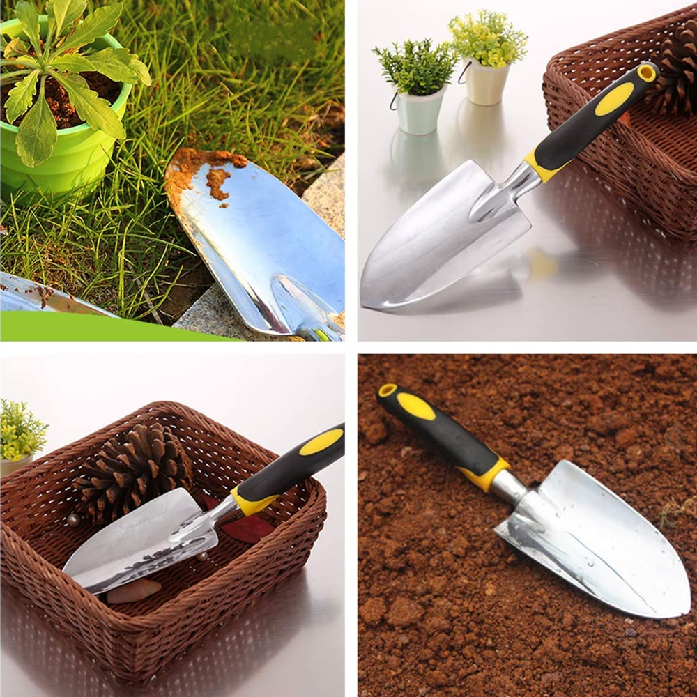 Garden Trowel Hand Shovel with Soft Rubberized Non-Slip Ergonomic Handle for Planting Transplanting, Weeding, Moving and Smoothing Soil-Gardening Gift (Shovel)