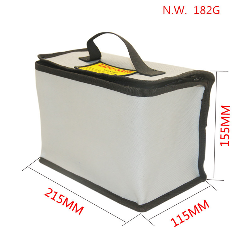 LiPo Battery Portable Explosion Proof Safety Bag With Zipper 215x155x115mm