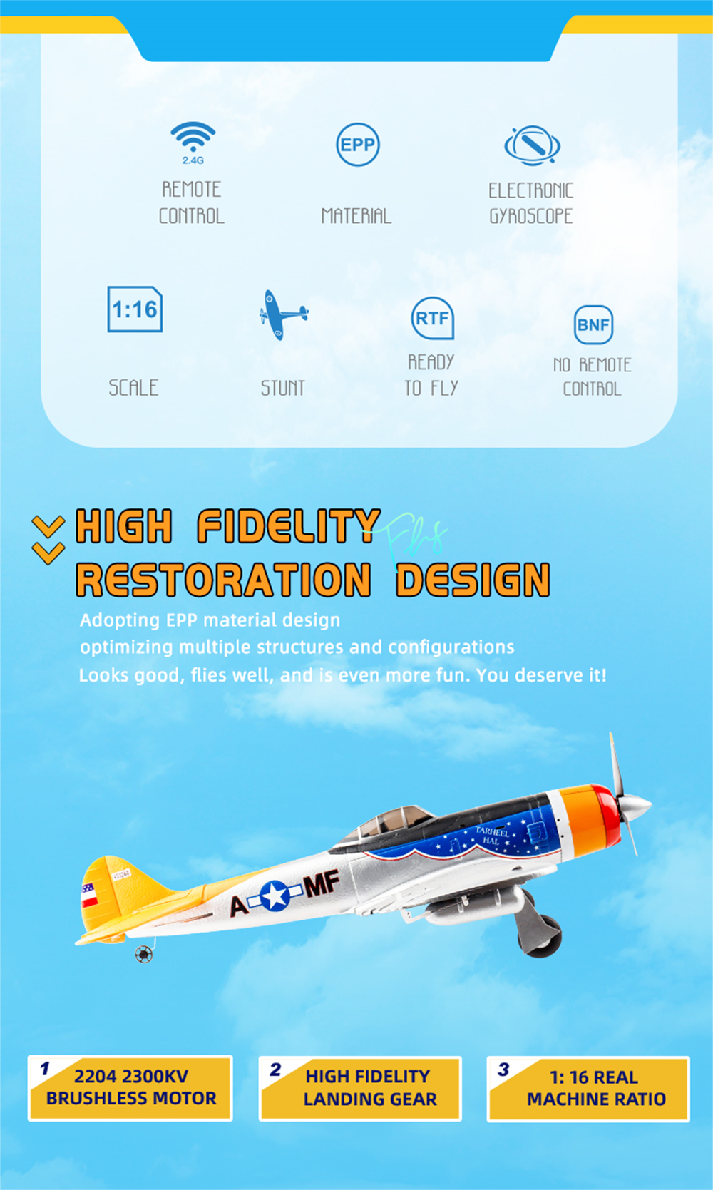 MO-FLY MF-A84 690mm Wingspan 2.4G 10CH Built-in Gyro 3D/6G Switchable Aerobatics EPP RC Airplane Glider RTF Compatible DSM SBUS