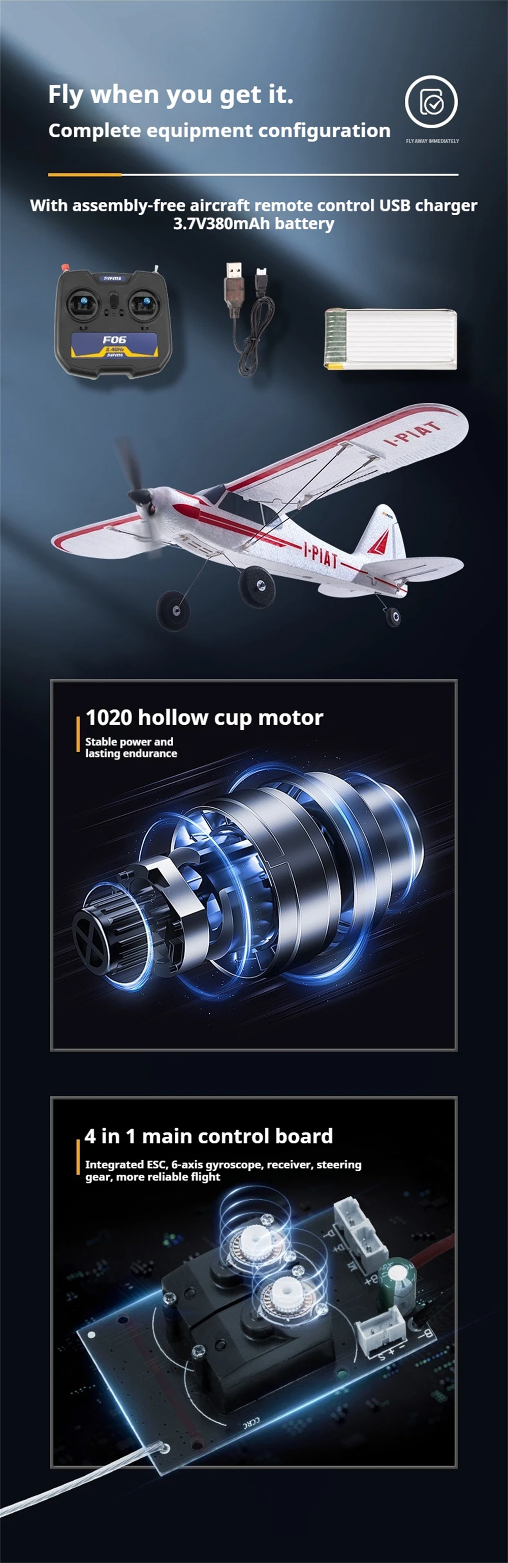 FMS PA-18 500mm Wingspan 2.4GHz 4CH Built-in Gyro EPP RC Airplane Fixed Wing RTF for Beginners