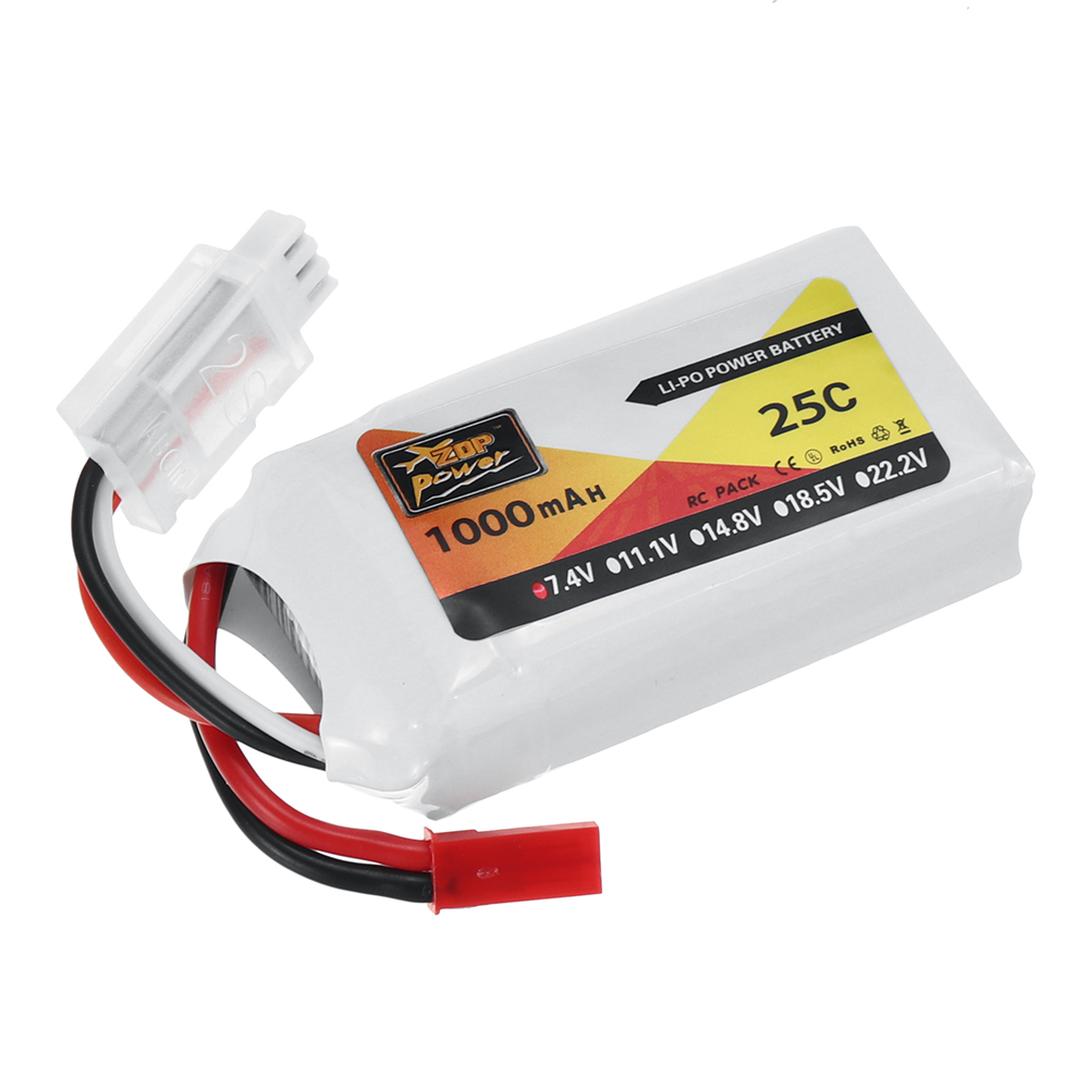 ZOP Power 7.4V 1000mAh 25C 2S LiPo Battery JST Plug for RC Drone