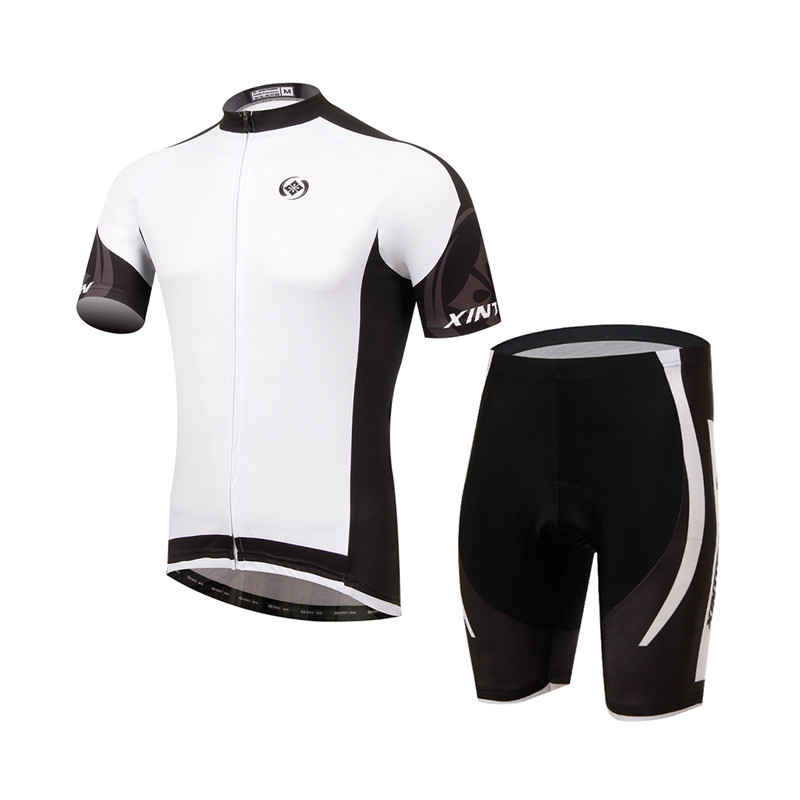 XINTOWN Bike Jersey Bib Sets White Black Summer Ropa Ciclismo Cycling Top Bottom Men Riding Bicycle Clothing Suits