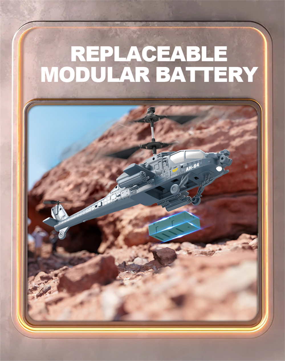 SQN-040 2.4G 3.5CH Apache AH-64 Armed Combat Remote Control Helicopter RTF