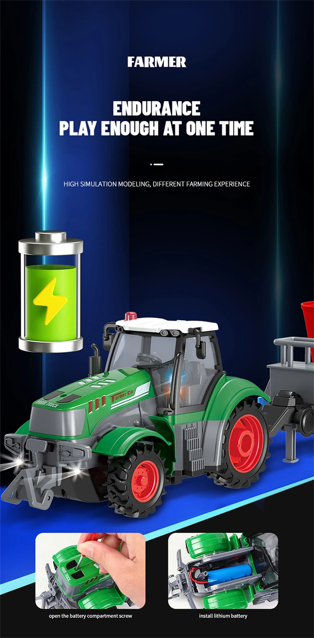 Landi QH205 1/24 27MHZ 4CH RC Car Farmer Series Wood Simulated Transport Model Light Sound Remote Control Toys Boys Dump Truck Engineering Vehicle Set Kids Gifts