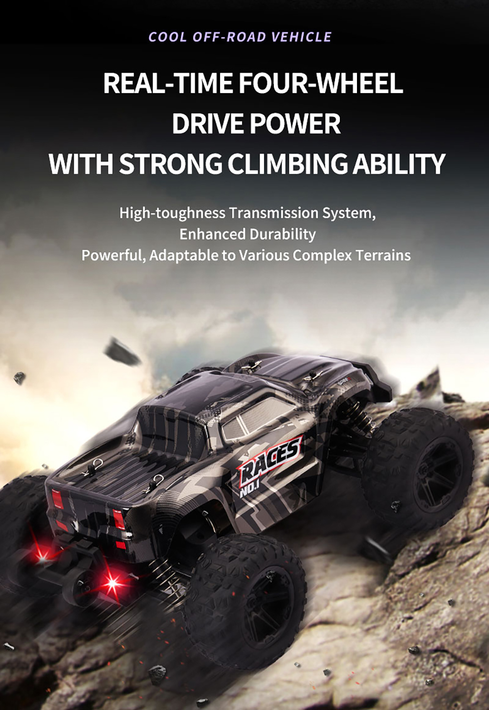 HX 1/14 2.4G 4WD RC Car Vehicle LED Light Off-Road High Speed Truck RTR Full Proportional Models Toys