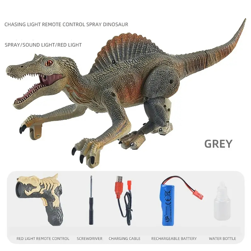 Children's Five Channel Remote Control Spindback Dragon Sound Light Electric Light Tracking Induction Simulation Spray Mechanical Dinosaur Model Toy
