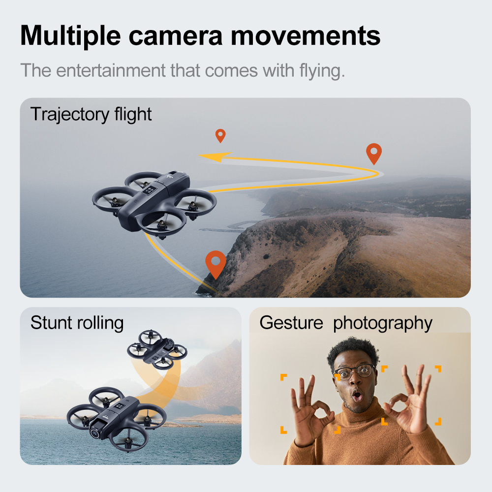 ZFR E66 AIR MINI WiFi FPV with 4.3inch Display Dual Camera 180° Electrically Adjustable Optical Flow Hover Automatic Obstacle Avoidance Circle Protection Kids Gifts 2.4G 4CH 6-Axis Remote Control RC Toys Drone Quadcopter RTF
