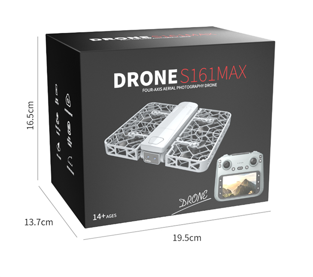 GGIRC S161 MAX 5G WiFi FPV with 5.9inch LCD Screen Controller 720P HD Dual Camera Servo Gimbal Optical Flow Positioning Grid Full Protection Brushless Pocket Foldable RC Drone Quadcopter RTF