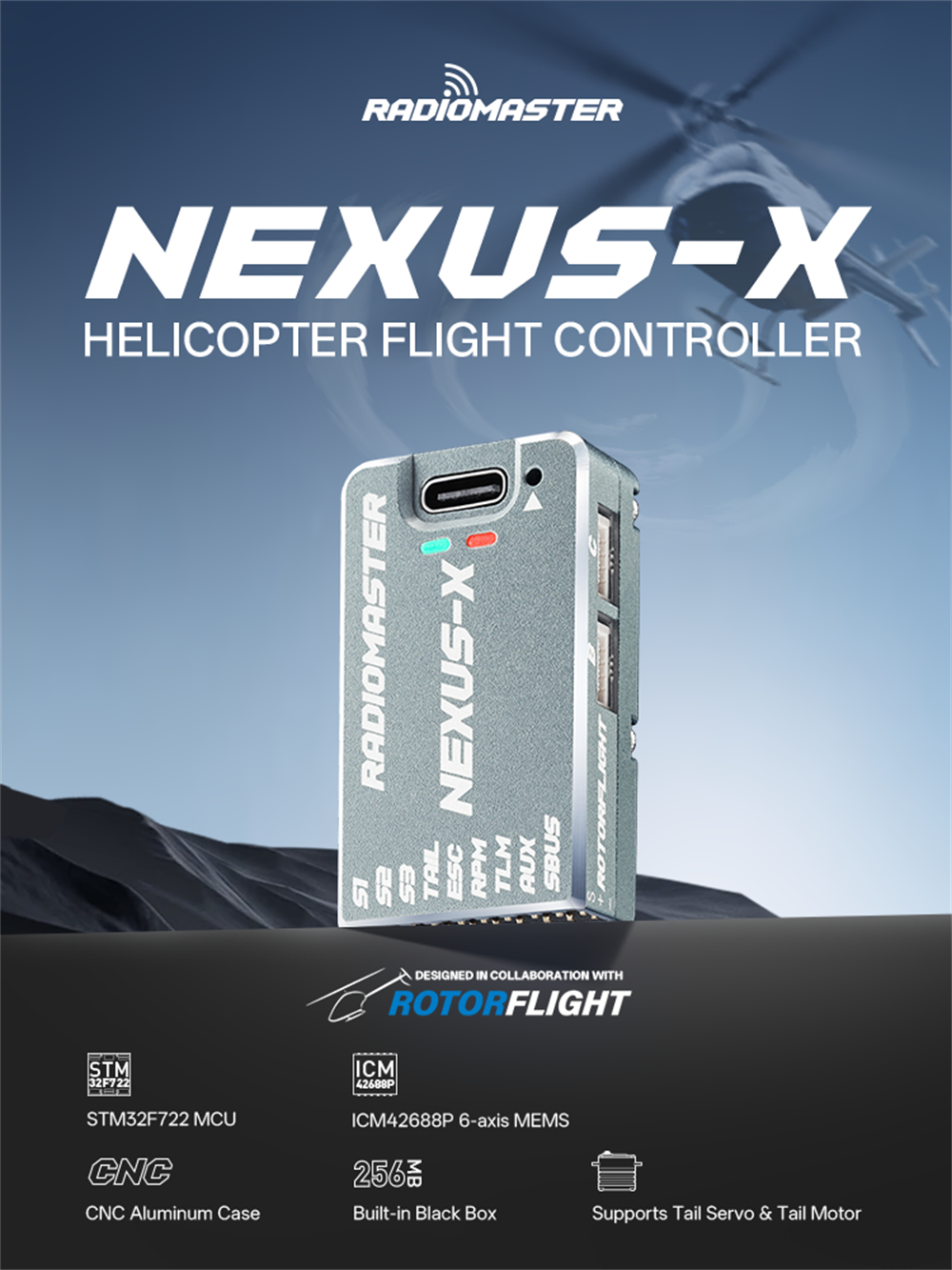 NEXUS ヘリコプター フライト コントローラー（ジャイロ） RadioMaster Nexus-X フライトコントローラー Rotorflight 2.2