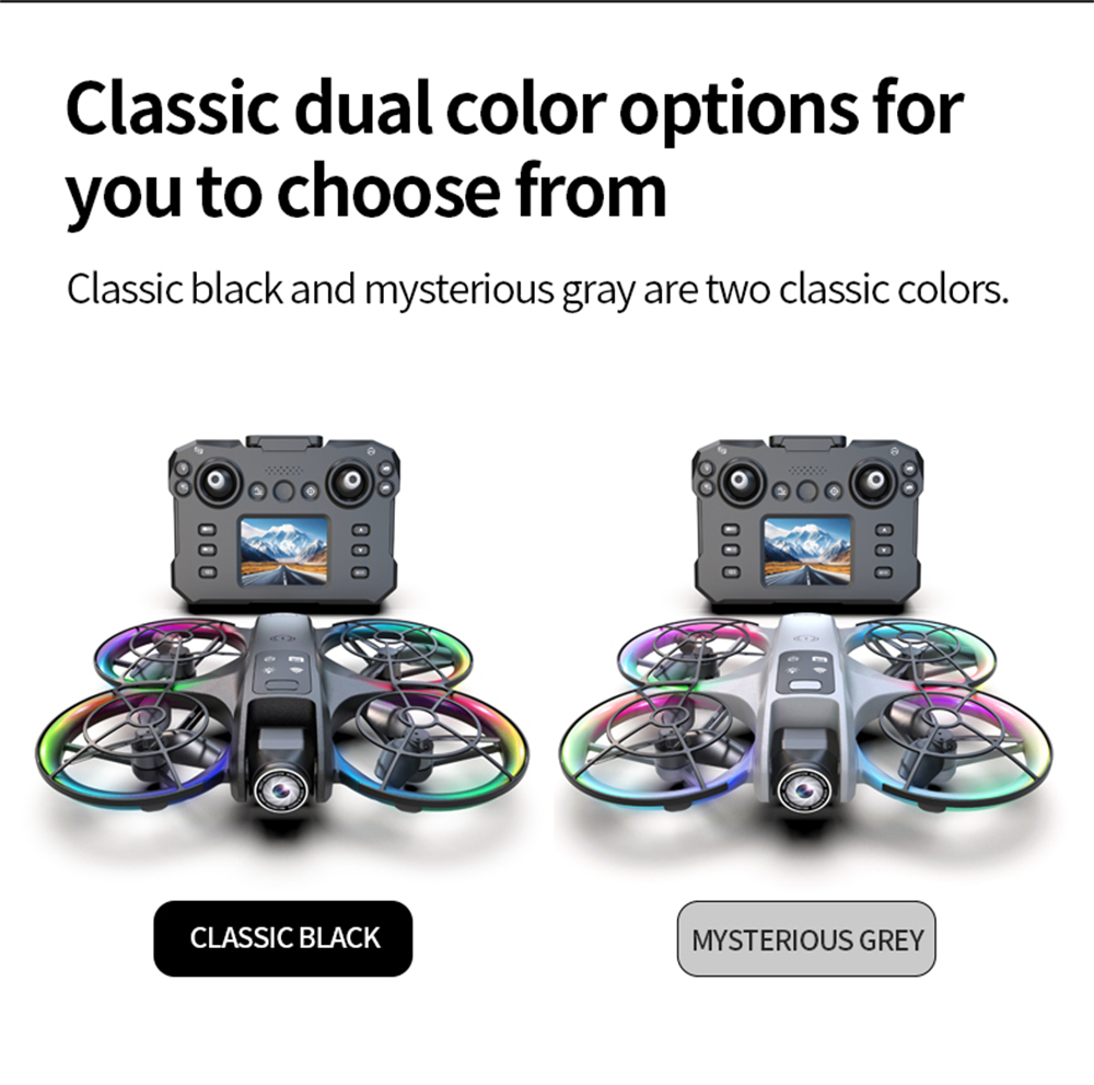 XKJ K200 MAX WiFi FPV with LCD Screen Controller HD Dual Camera Electrically Adjustable Optical Flow Hover Automatic Obstacle Avoidance Dazzling 7-Lights Circle Protection Brushless 2.4G 4CH 6-Axis Remote Control Toys RC Drone Quadcopter RTF