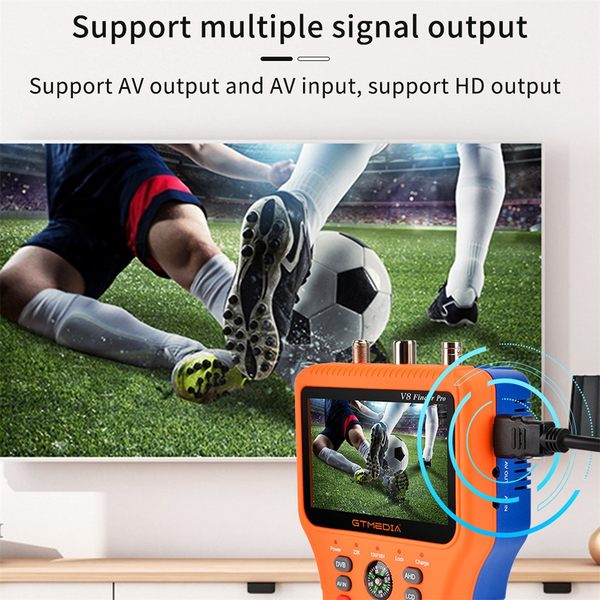 GTMEDIA V8 Finder Pro TV Signal Finder Meter DVB-S/S2/S2X/T/T2/C Signal Receiver 4.3-inch LCD Dispaly H.265 Auto Calculate Angle 4000mAh Battery