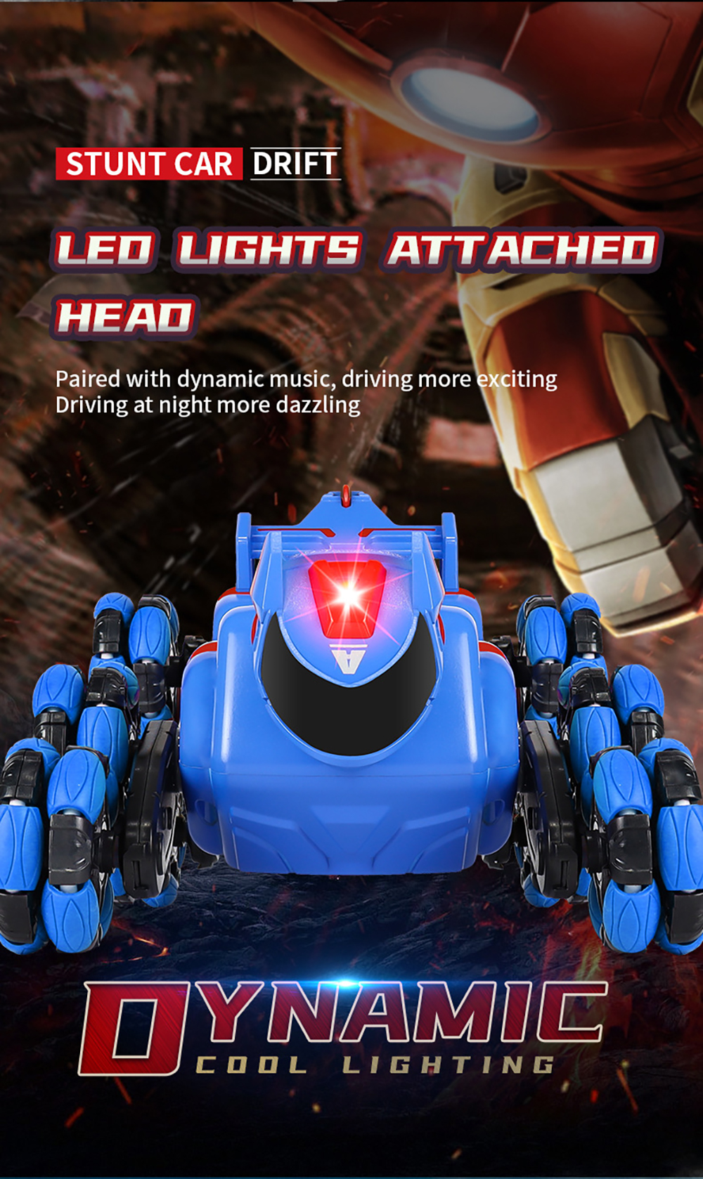 JC015 4WD RC Car Robot Dog Music Light Stunt Remote Control Car off-Road Control Boys Toys for Children Gifts