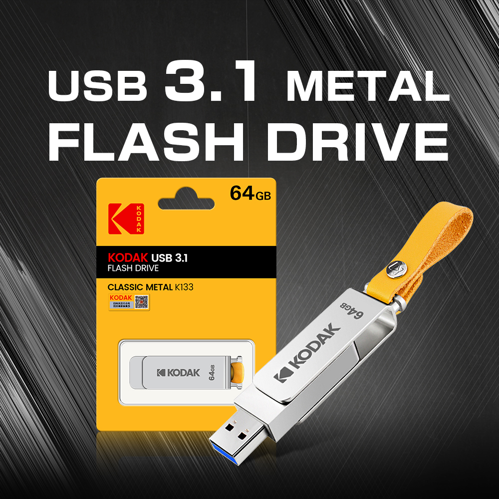 Распродажа KODAK K133 64G Металл USB флеш-накопитель USB 3.1 Поворотный  USB3.0 Стик Пендрайв Память для компьютера, телевизора, автомобиля и  динамика - Banggood Русский Mobile