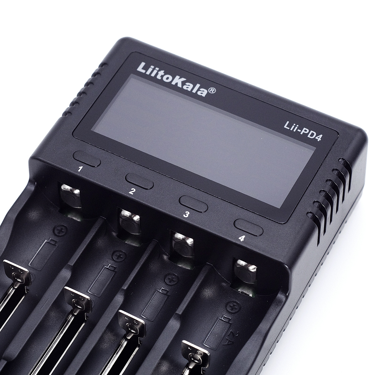 Liitokala Lii-PD4 LCD 3.7V 18650 21700 26650 4 Slots Intelligent Battery Charger for Cylindrical Rechargeable Battery LCD Display Smart Flashlight Cells Charger