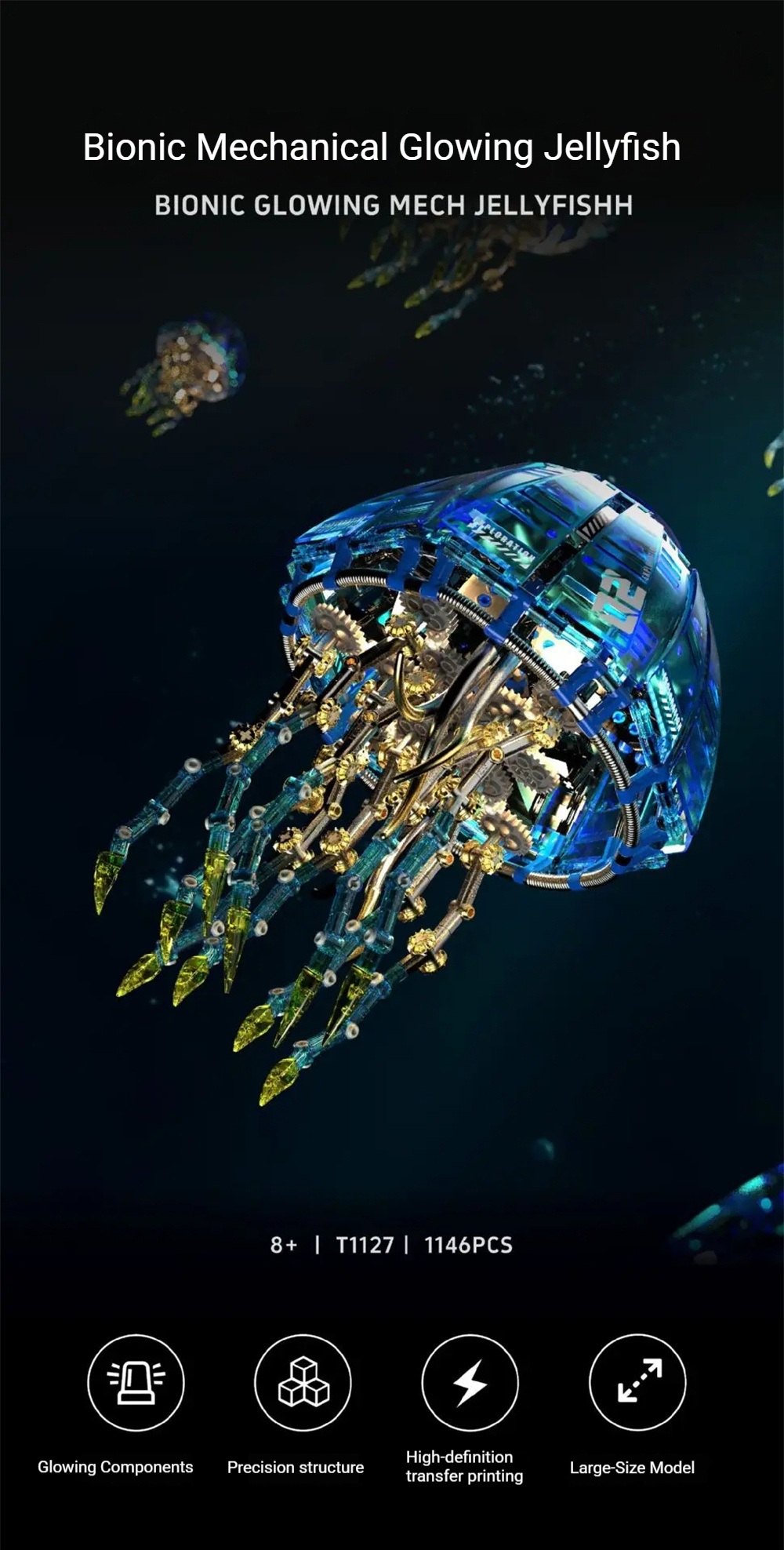 TUOMU T1127 Biomimetics‌ Mechanical Illuminated Jellyfish Building